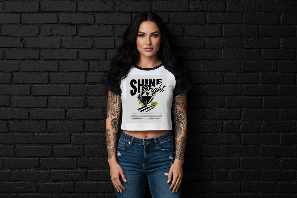 Iconic Shine Bright Micro Rib Raglan Baby Tee - Rebel-Luxe 90s Style | Cocome Couture