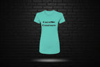 Teal Royal Rebellion Graphic Tee featuring black CocoMe Couture text, displayed against a black brick wall background.