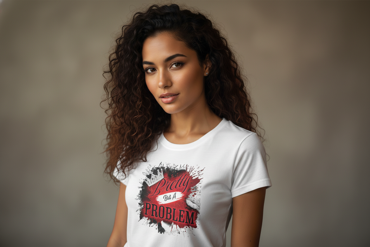 Pretty But A Problem Women's Graphic Tee - Rebel-Luxe Cotton | Cocome Couture