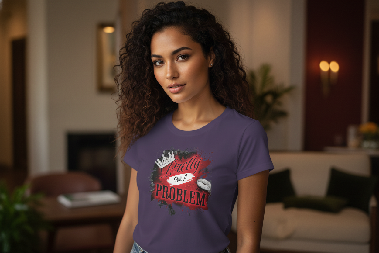 Pretty But A Problem Women's Graphic Tee - Rebel-Luxe Cotton | Cocome Couture