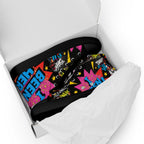I Been Her Women's High Top Canvas Sneakers by Cocome Couture with graffiti graphics inside a white shoe box.